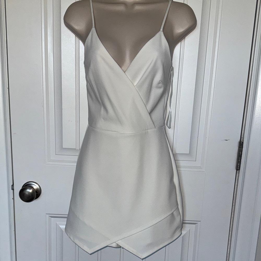Blue Blush White Spaghetti Strap Romper